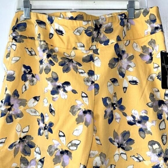 Zac & Rachel Womens Floral Capri Pants Size 12 Yellow & Purple - Picture 2 of 7